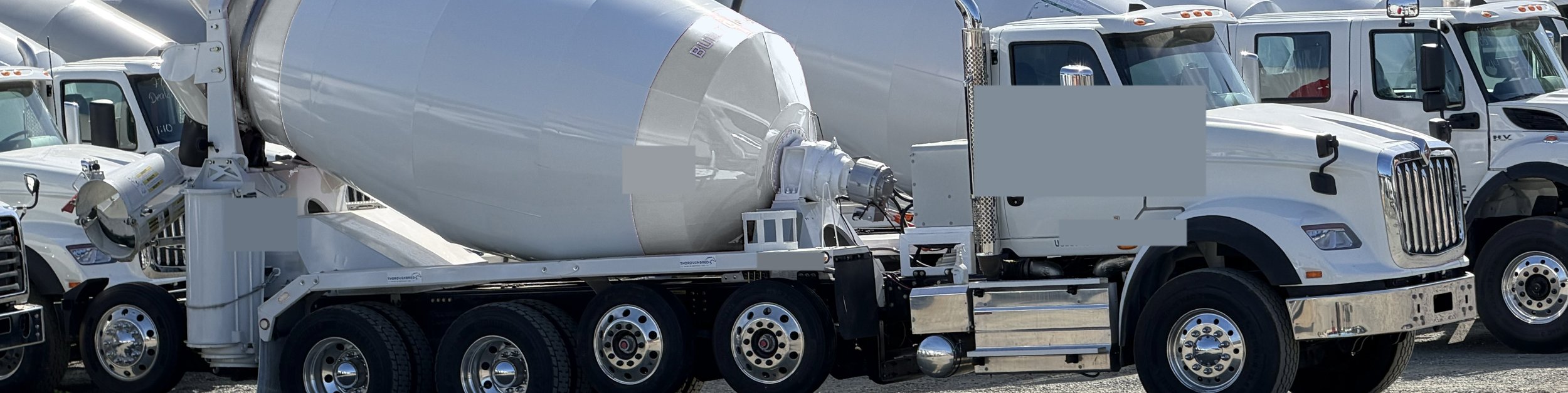 A concrete mixer truck